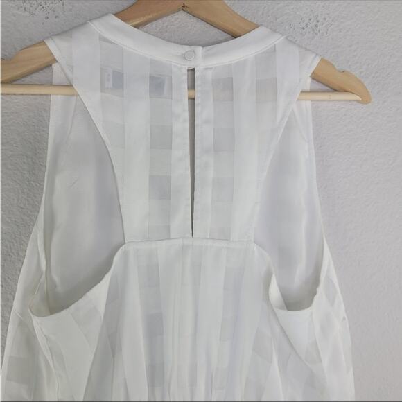 ANTHROPOLOGIE ADELYN RAE White Checkered Tie Waist Tank Top Tunic Mini Dress M - Picture 6 of 13